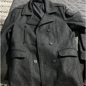 Zara Mens Wool Peacoat Grey